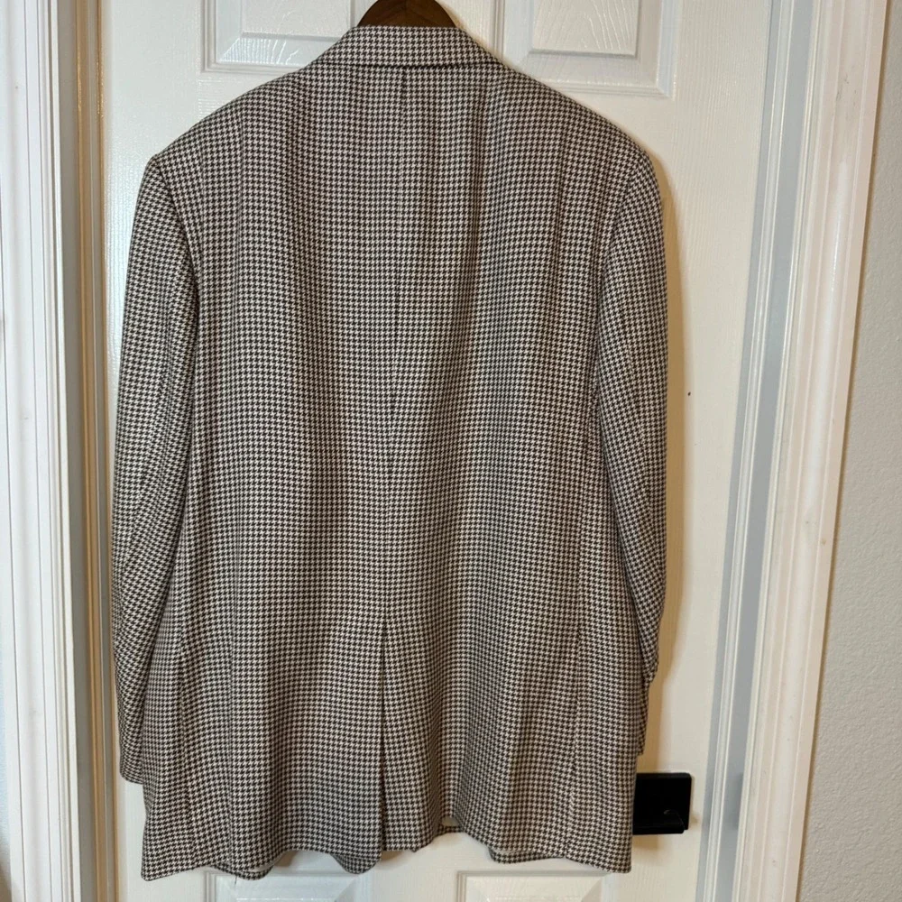 Countess Mara 100% silk Mens Brown Houndstooth Blazer Sport Coat 48L